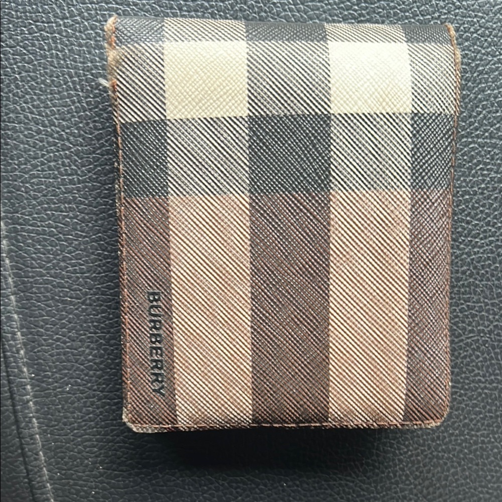 Burberry Black and Brown Key Card Holder with Iconic Design
